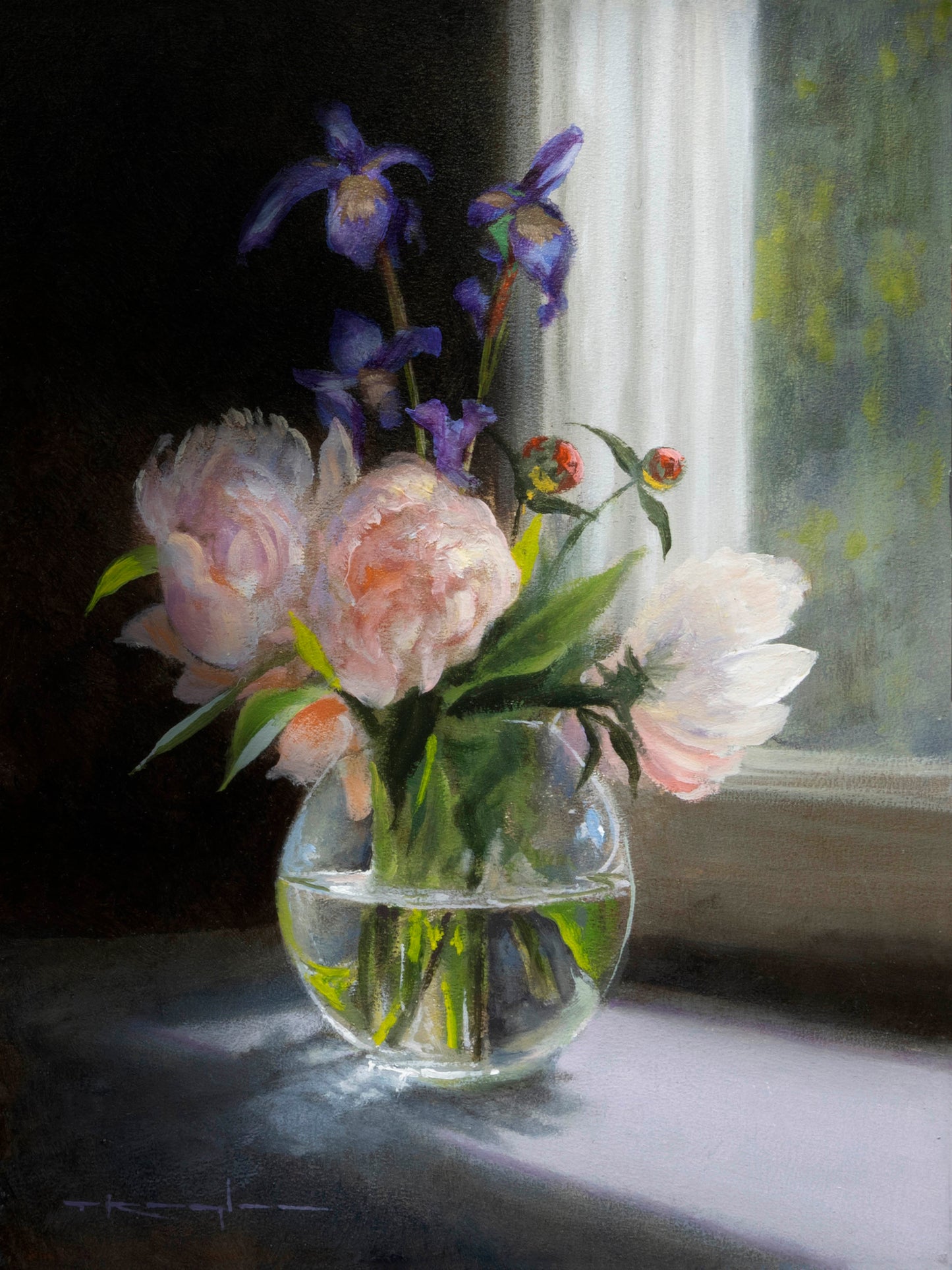 "Blue Flags & Peonies, Luke 12:34"